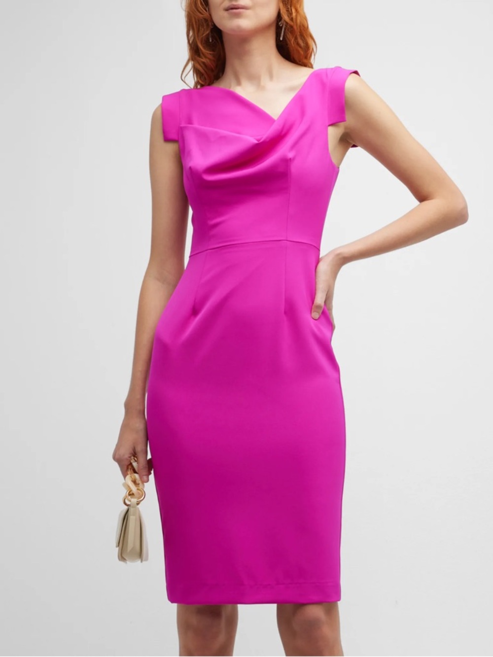 Black Halo Jackie Cady Bi-Stretch Midi Dress in Fuchsia